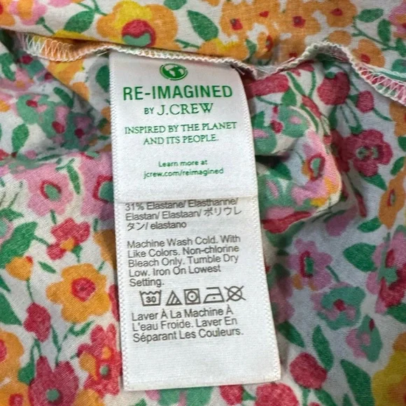 J. Crew  Top Dainty Floral Print Cotton Size 2X Peplum Elastic Body  Adjustable - Picture 10 of 13